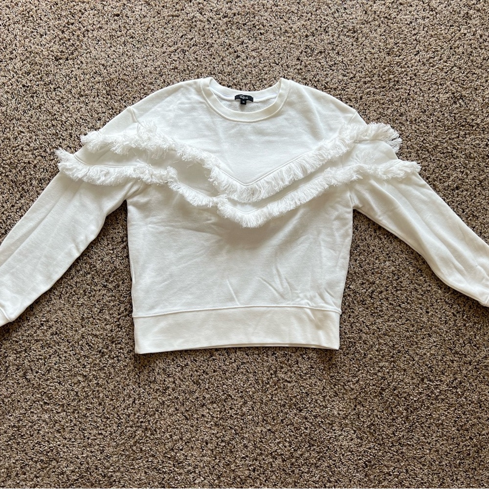 Rails brand Kinsey white fringe sweatshirt, size XS